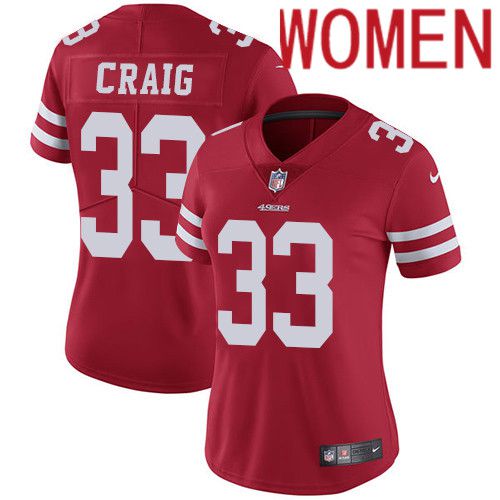 Women San Francisco 49ers #33 Roger Craig Nike Red Vapor Limited NFL Jersey->women nfl jersey->Women Jersey
